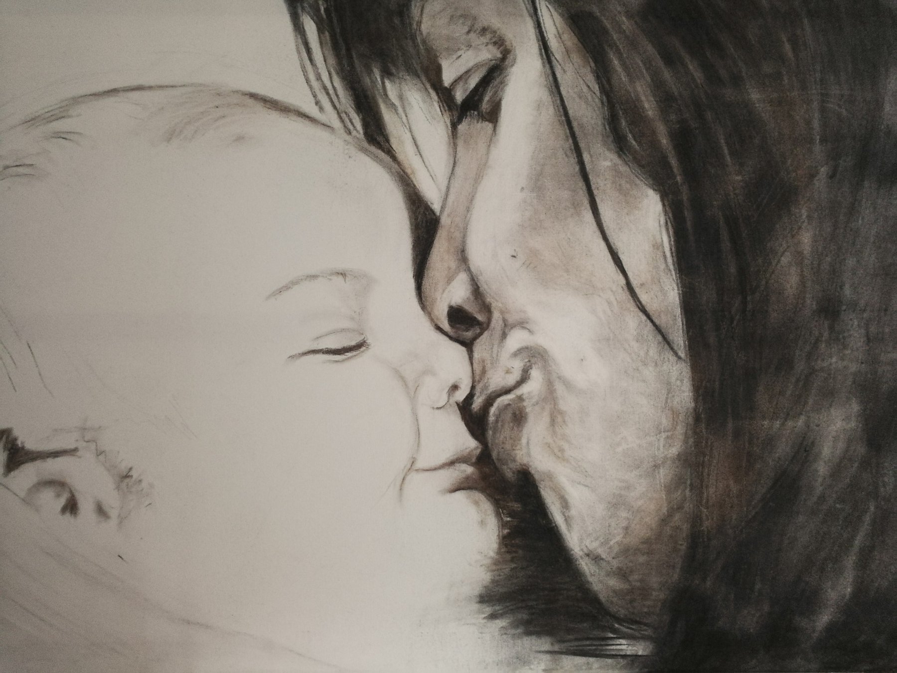 Portrettekening moeder en kind